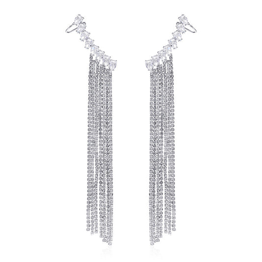 Zircon Earrings Exaggerated Tassel Earrings