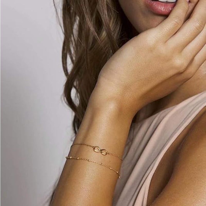 Dainty Gold Bracelets For Women, 14K Gold Filled Adjustable Layered Bracelet Cute Oval Chain Bar Gold Bracelets For Women Jewelry