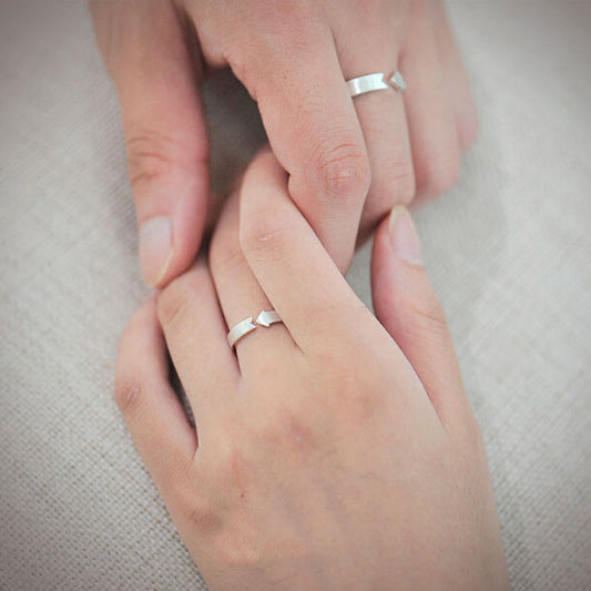 Sterling Silver Ring Arrow Brushed Couple Ring