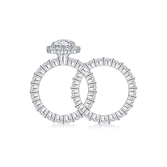 1Devoted Dew - Fashionable Men And Women Ring And Ring Jewelry Set With Moissanite S925 Sterling Silver And Platinum-plated Diamond. Prohibit Tk Sales