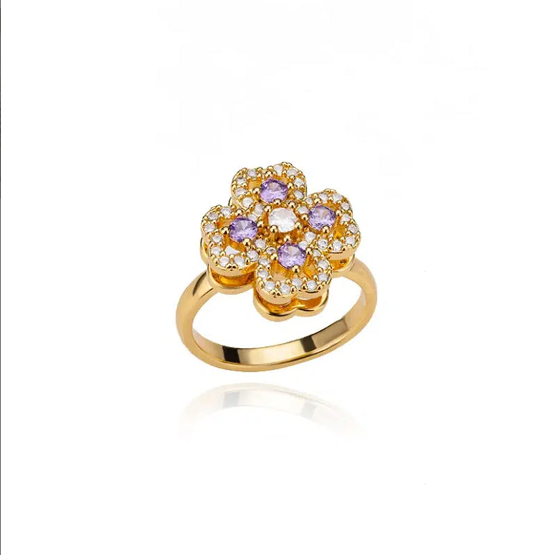 Rotate Rings For Women,Zircon Stainless Steel Open Adjustable Ring Gift Jewelry