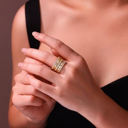 1Gold Ring - A Fashionable Men And Women Ring And Jewelry Piece Set With Moissanite S925 Sterling Silver And Gold-plated Diamonds Prohibit Tk Sales