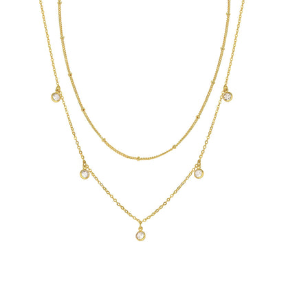 Waterdrop Chain Necklace,COLORFUL BLING Dainty Necklace Sideways Pendant Necklace For Women Gold Jewelry