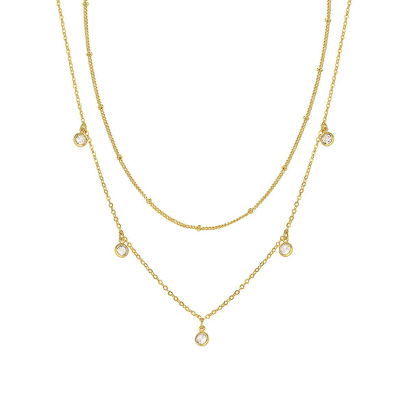 Waterdrop Chain Necklace,COLORFUL BLING Dainty Necklace Sideways Pendant Necklace For Women Gold Jewelry