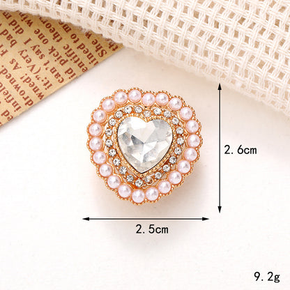 Jeans Button Hole Shoes Diy Accessories Bright Crystal Classic Style Ornament Accessories Upper Pearl Flower
