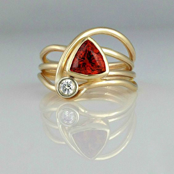Pomegranate Red Zircon Jewelry Ring For Women