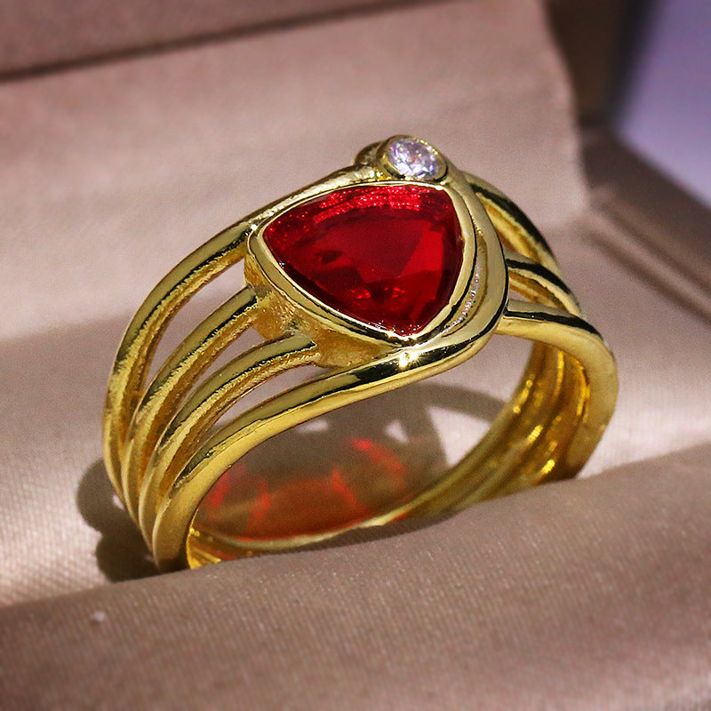 Pomegranate Red Zircon Jewelry Ring For Women