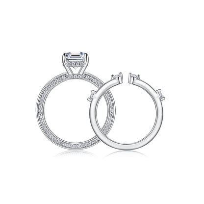 1Ice Crystal Love - Fashionable Men And Women Ring And Ring Jewelry Set With Moissanite S925 Sterling Silver And Platinum-plated Diamond Prohibit Tk Sales