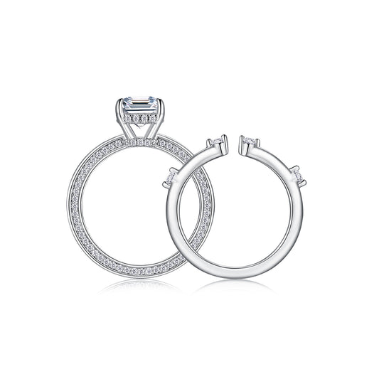 1Ice Crystal Love - Fashionable Men And Women Ring And Ring Jewelry Set With Moissanite S925 Sterling Silver And Platinum-plated Diamond Prohibit Tk Sales
