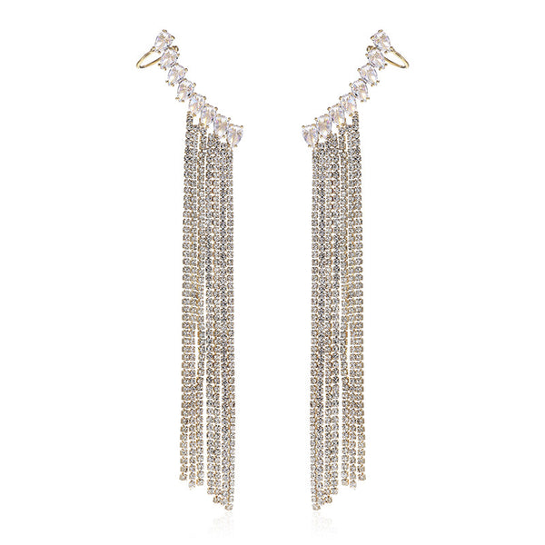 Zircon Earrings Exaggerated Tassel Earrings