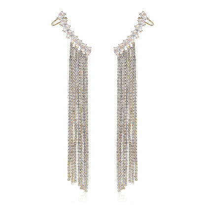 Zircon Earrings Exaggerated Tassel Earrings