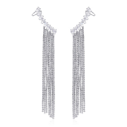 Zircon Earrings Exaggerated Tassel Earrings