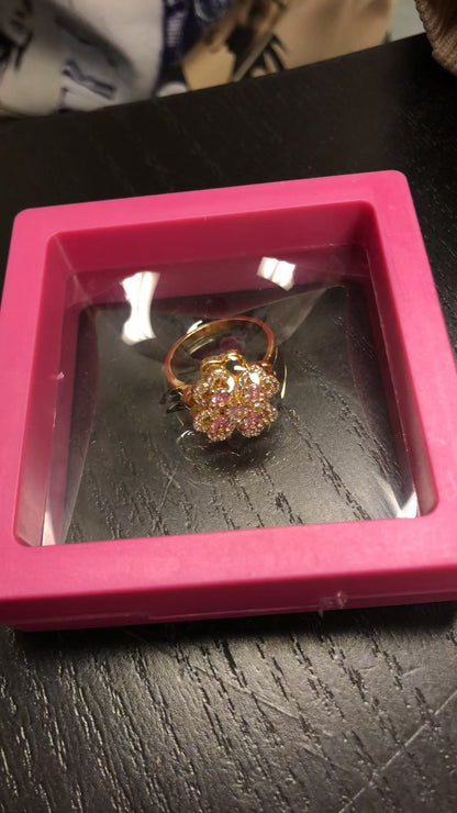Golden Clover Rotate Rings For Women,Zircon Stainless Steel Open Adjustable Ring Golden Gift Jewelry
