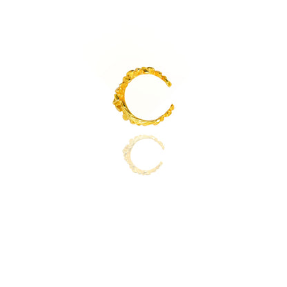24k Gold Jewelry,Open Ring For Women, Handmade Adjustable Ring, Minimalist Stackable Ocean Themed Gift, Bold Exaggerated Irregular Wavy Trendy Ribbed Jewelry, Textured Patterned Fashion Accessories, V