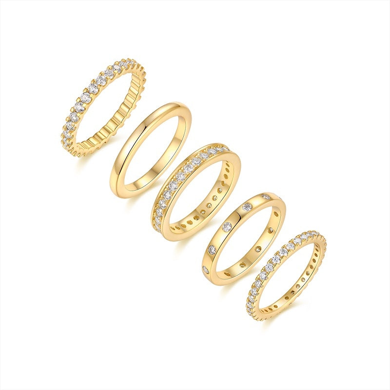 1Golden Stars - Fashionable Men And Women Ring And Ring Jewelry Set With Moissanite S925 Sterling Silver And Gold-plated Diamond Prohibit Tk Sales