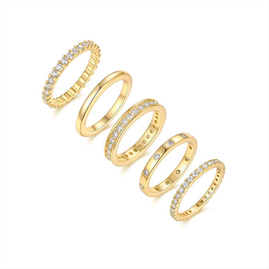 1Golden Stars - Fashionable Men And Women Ring And Ring Jewelry Set With Moissanite S925 Sterling Silver And Gold-plated Diamond Prohibit Tk Sales