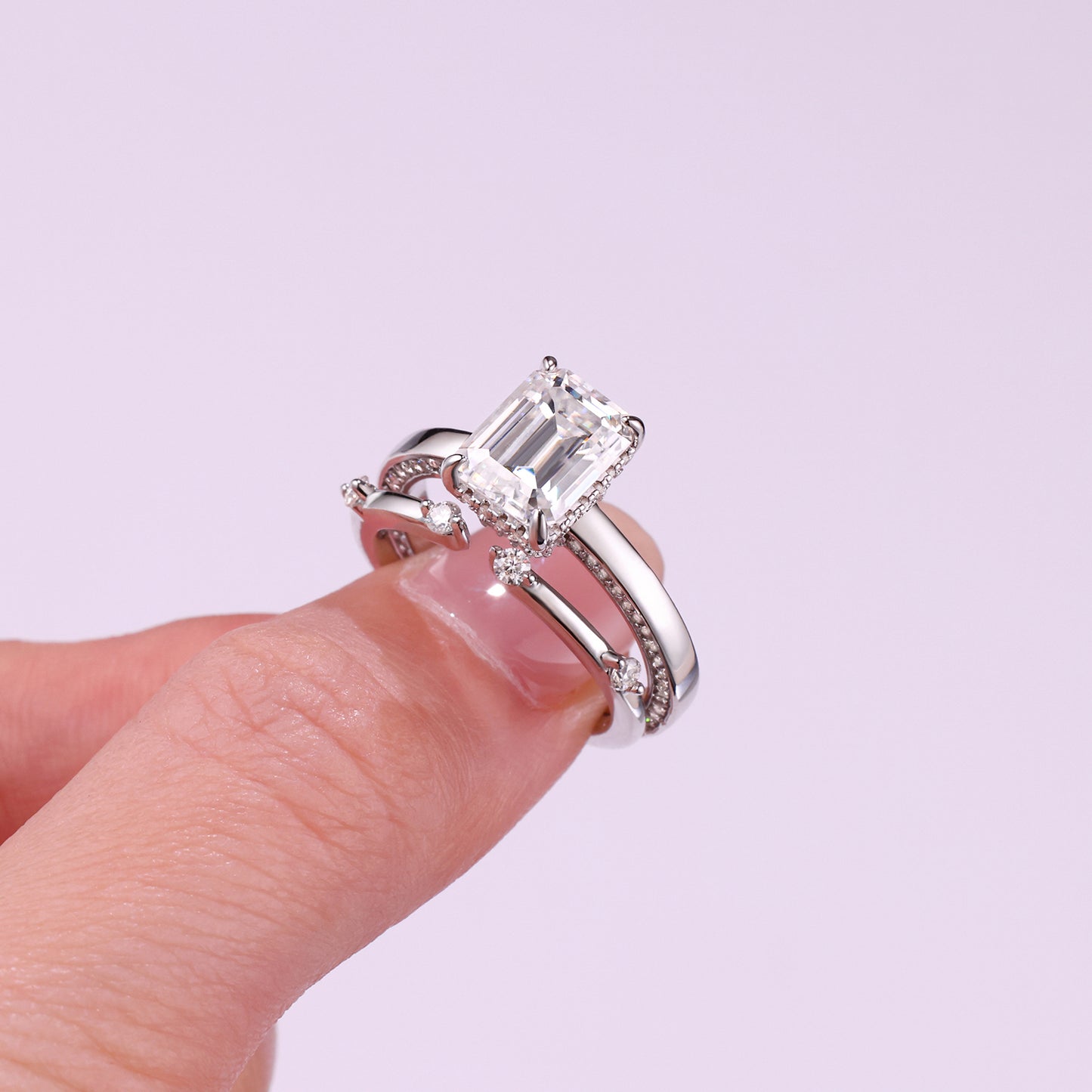 1Ice Crystal Love - Fashionable Men And Women Ring And Ring Jewelry Set With Moissanite S925 Sterling Silver And Platinum-plated Diamond Prohibit Tk Sales