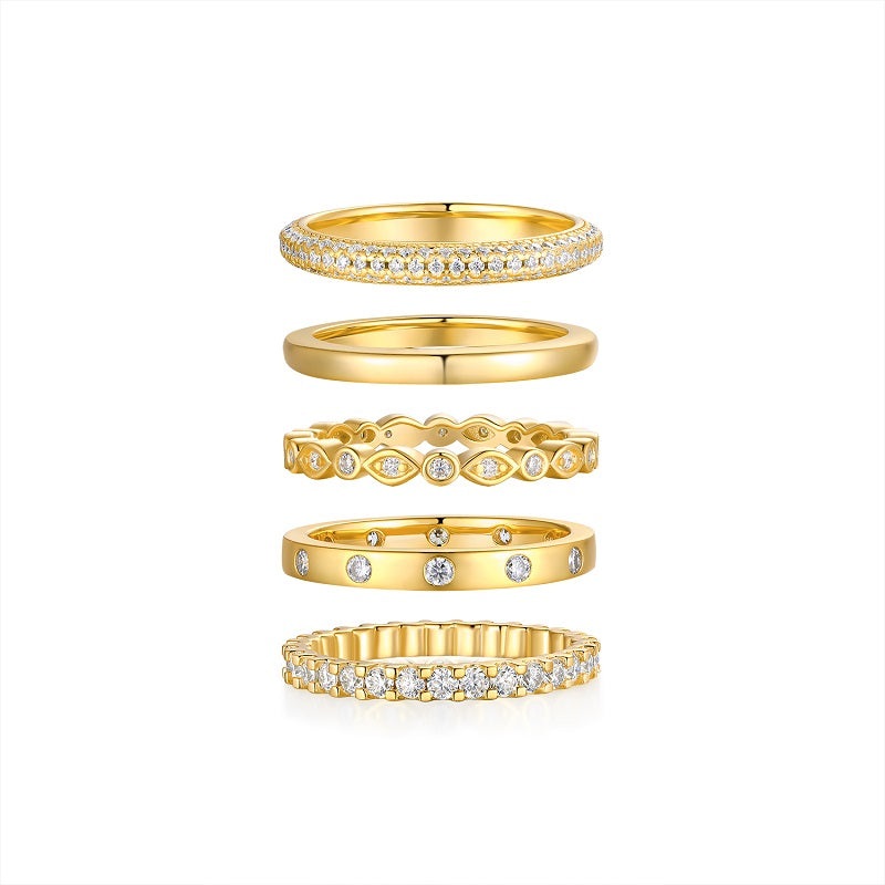 1Gold Ring - A Fashionable Men And Women Ring And Jewelry Piece Set With Moissanite S925 Sterling Silver And Gold-plated Diamonds Prohibit Tk Sales