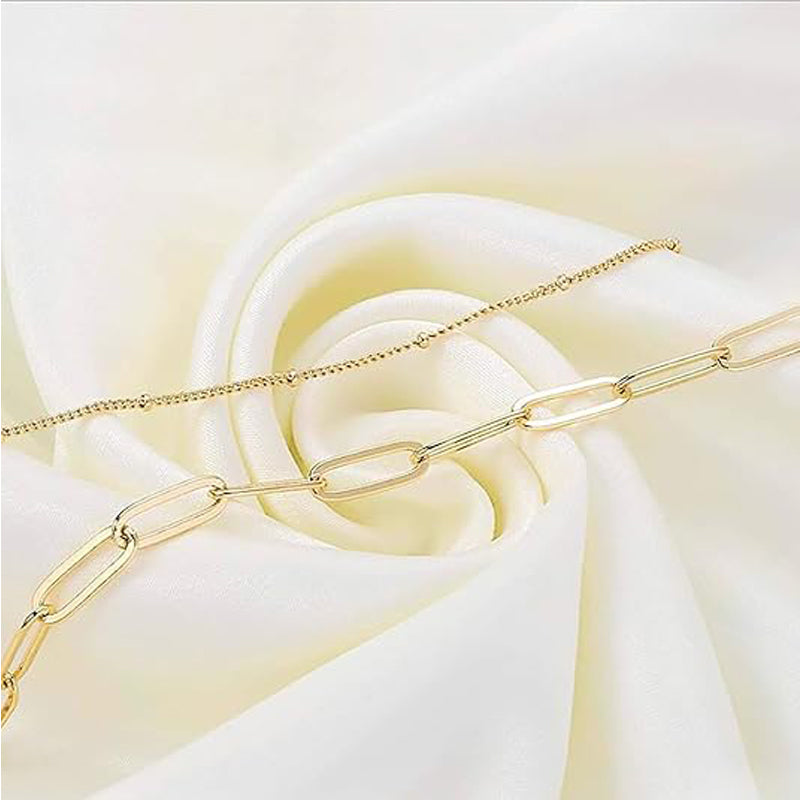 Dainty Gold Bracelets For Women, 14K Gold Filled Adjustable Layered Bracelet Cute Evil Eye Oval Chain Pearl Bar Turtle Gold Bracelets For Women Jewelry