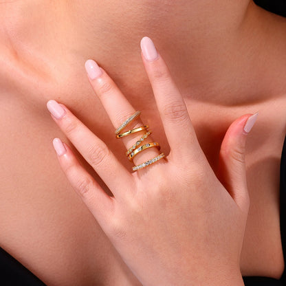 1Golden Stars - Fashionable Men And Women Ring And Ring Jewelry Set With Moissanite S925 Sterling Silver And Gold-plated Diamond Prohibit Tk Sales