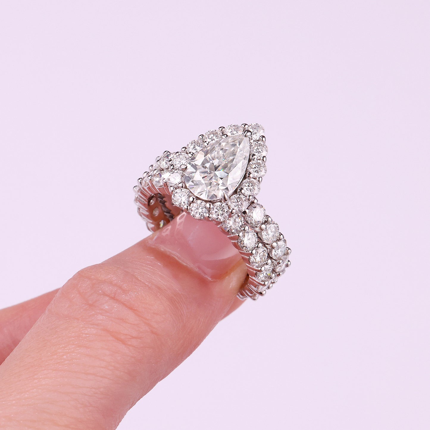 1Devoted Dew - Fashionable Men And Women Ring And Ring Jewelry Set With Moissanite S925 Sterling Silver And Platinum-plated Diamond. Prohibit Tk Sales