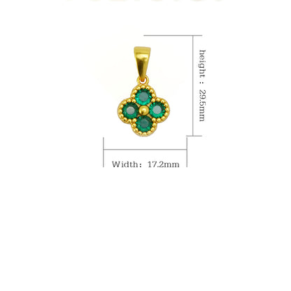 Green 4 Leaf Clover 24K Gold Necklace For Women, Lucky Pendant Chain Necklace Jewelry