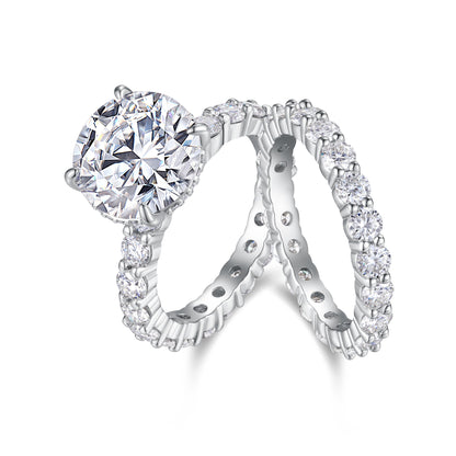 1Time Vow - Fashionable Men And Women Ring Row Jewelry Set With 5-carat Moissan Diamond S925 Sterling Silver And Platinum-plated Diamond Prohibit Tk Sales