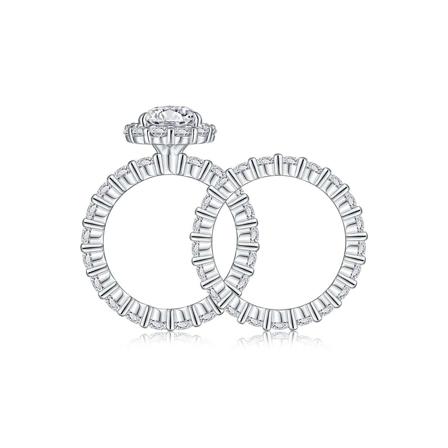 1Devoted Dew - Fashionable Men And Women Ring And Ring Jewelry Set With Moissanite S925 Sterling Silver And Platinum-plated Diamond. Prohibit Tk Sales