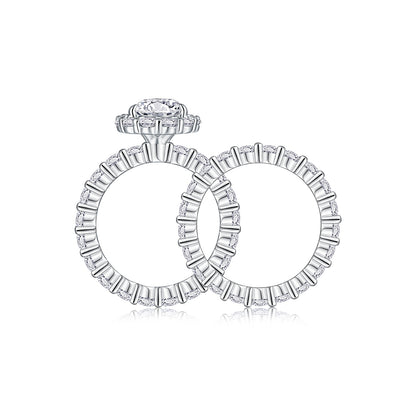 1Devoted Dew - Fashionable Men And Women Ring And Ring Jewelry Set With Moissanite S925 Sterling Silver And Platinum-plated Diamond. Prohibit Tk Sales