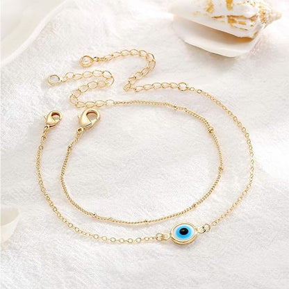 Dainty Gold Bracelets For Women, 14K Gold Filled Adjustable Layered Bracelet Cute Oval Chain  Bar Gold Bracelets For Women Jewelry