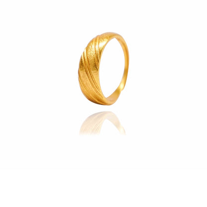 24k Gold Jewelry,Gold Dome Croissant Band Ring, Stackable Ring, Signet Ring, Women Jewelry Minimalist Chic Style