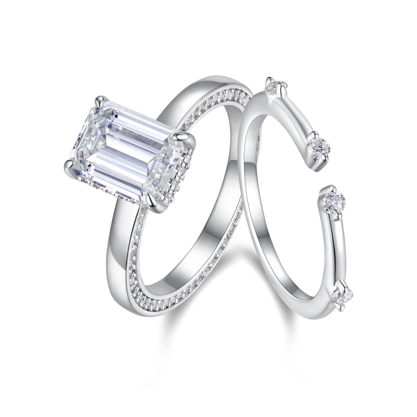 1Ice Crystal Love - Fashionable Men And Women Ring And Ring Jewelry Set With Moissanite S925 Sterling Silver And Platinum-plated Diamond Prohibit Tk Sales