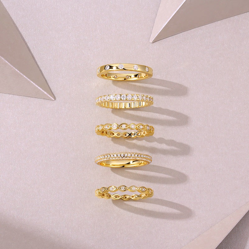 1Starlight Golden Melody - Fashionable Men And Women Ring And Ring Jewelry Set With Moissanite S925 Sterling Silver And Gold-plated Diamond Prohibit Tk Sales