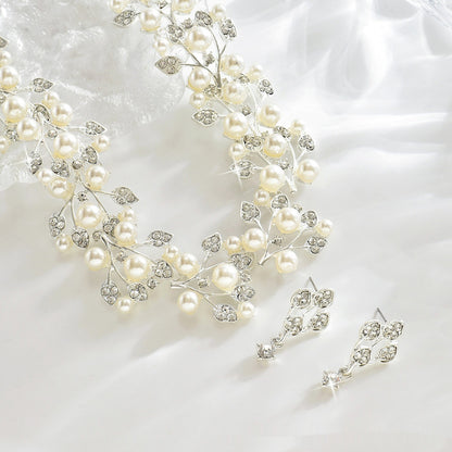 Pearl Leaf-Shaped Jewelry Set For Women