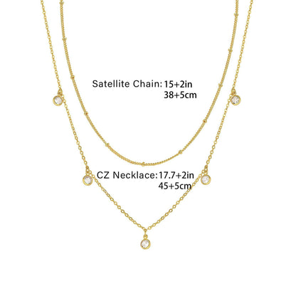 Waterdrop Chain Necklace,COLORFUL BLING Dainty Necklace Sideways Pendant Necklace For Women Gold Jewelry