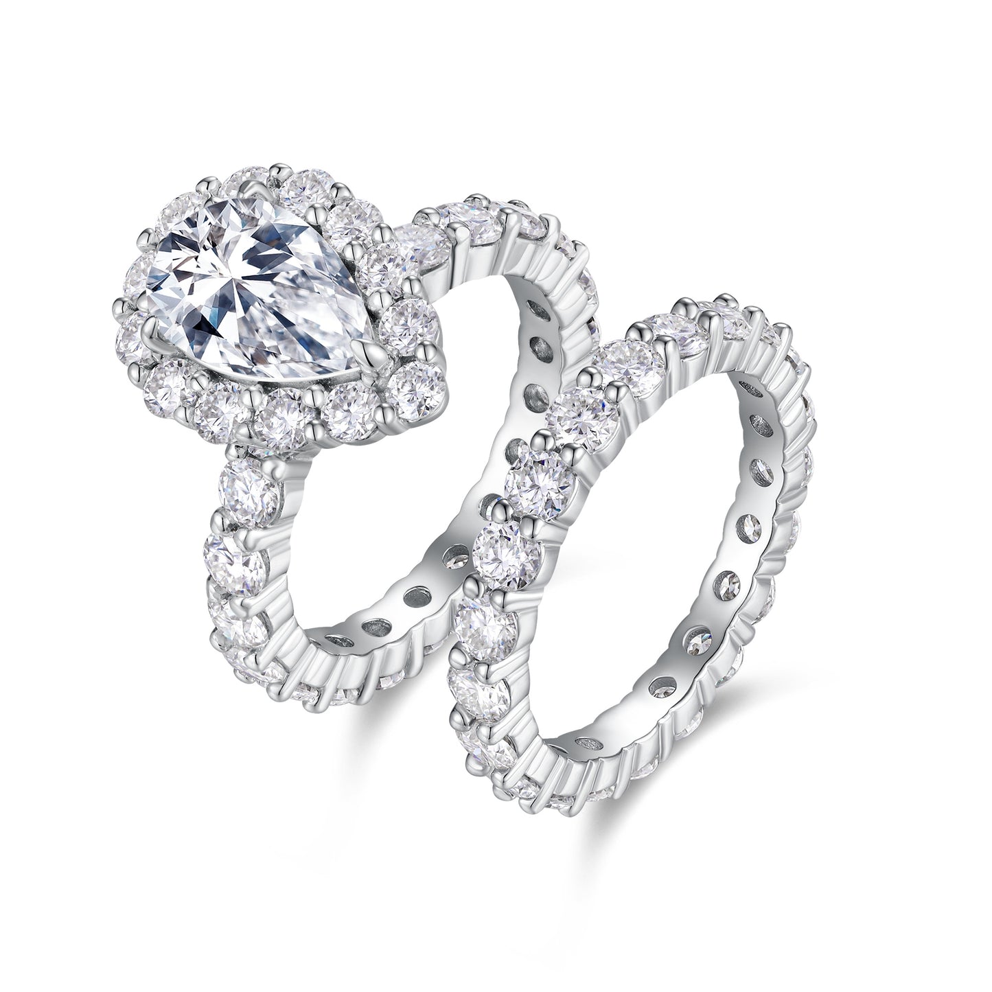 1Devoted Dew - Fashionable Men And Women Ring And Ring Jewelry Set With Moissanite S925 Sterling Silver And Platinum-plated Diamond. Prohibit Tk Sales