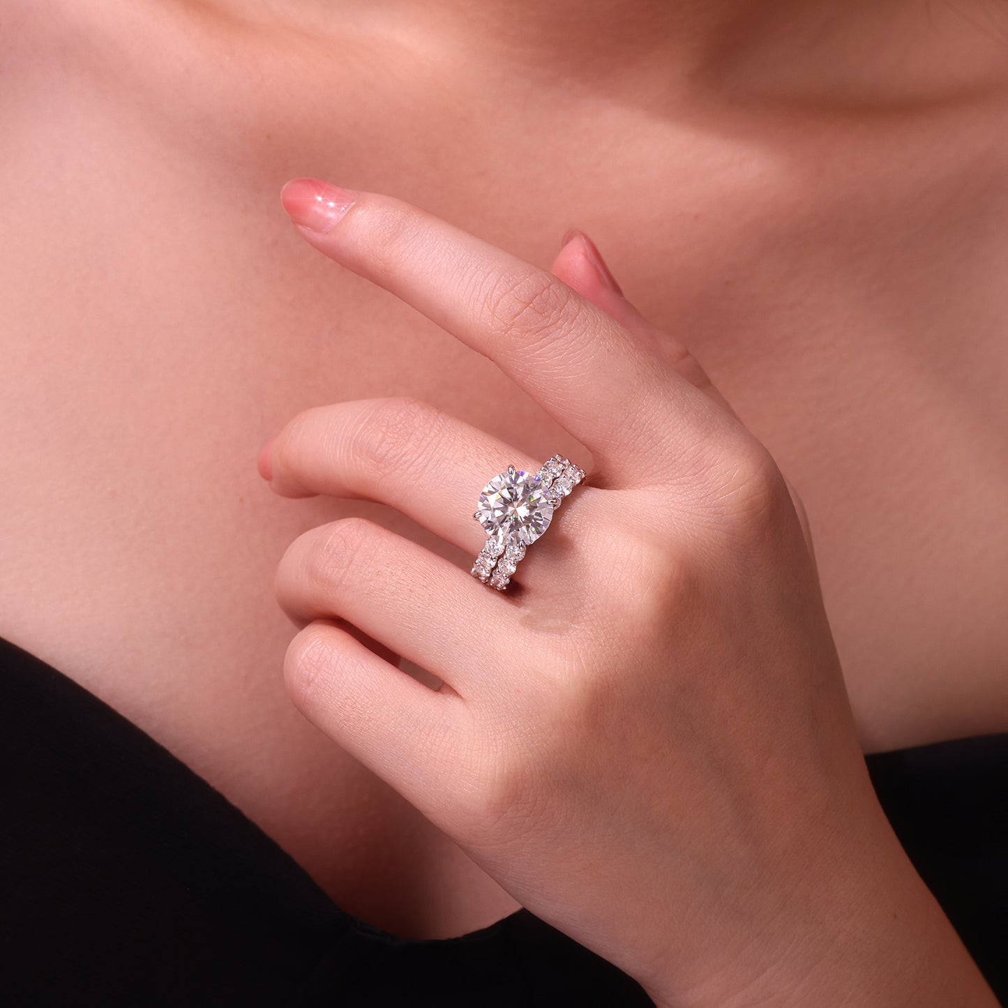 1Time Vow - Fashionable Men And Women Ring Row Jewelry Set With 5-carat Moissan Diamond S925 Sterling Silver And Platinum-plated Diamond Prohibit Tk Sales