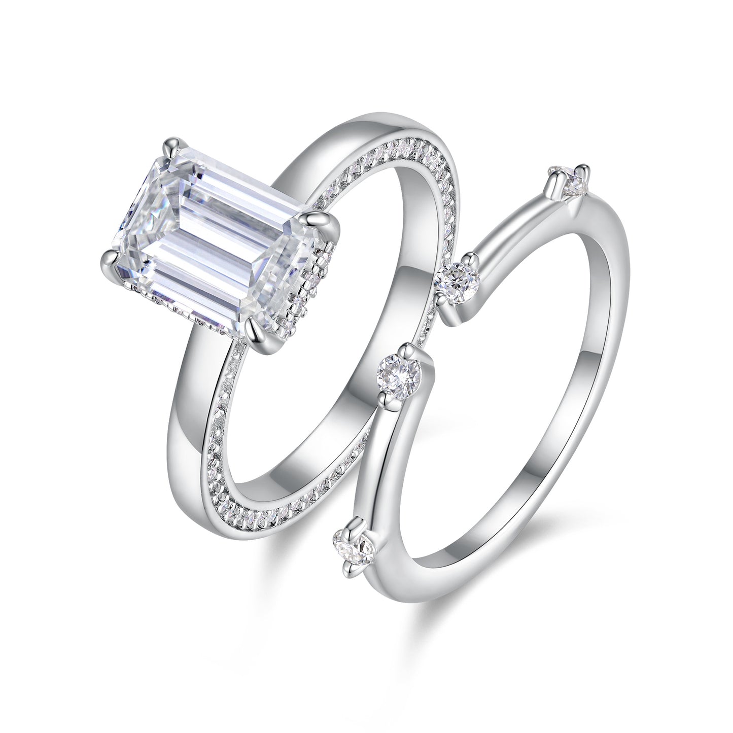 1Ice Crystal Love - Fashionable Men And Women Ring And Ring Jewelry Set With Moissanite S925 Sterling Silver And Platinum-plated Diamond Prohibit Tk Sales