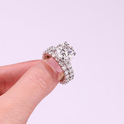1Time Vow - Fashionable Men And Women Ring Row Jewelry Set With 5-carat Moissan Diamond S925 Sterling Silver And Platinum-plated Diamond Prohibit Tk Sales