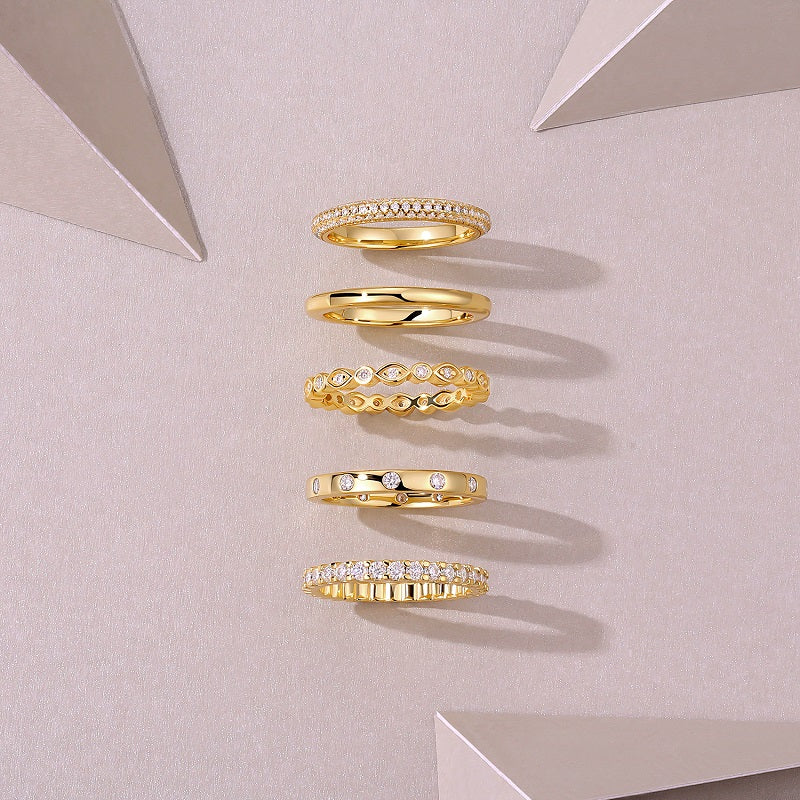 1Gold Ring - A Fashionable Men And Women Ring And Jewelry Piece Set With Moissanite S925 Sterling Silver And Gold-plated Diamonds Prohibit Tk Sales
