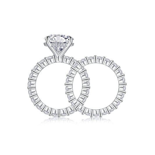 1Time Vow - Fashionable Men And Women Ring Row Jewelry Set With 5-carat Moissan Diamond S925 Sterling Silver And Platinum-plated Diamond Prohibit Tk Sales