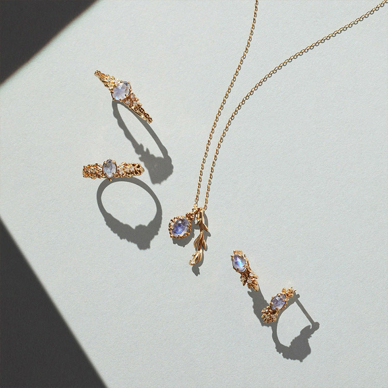 Natural Cordierite Labradorite Jewelry Set For Women