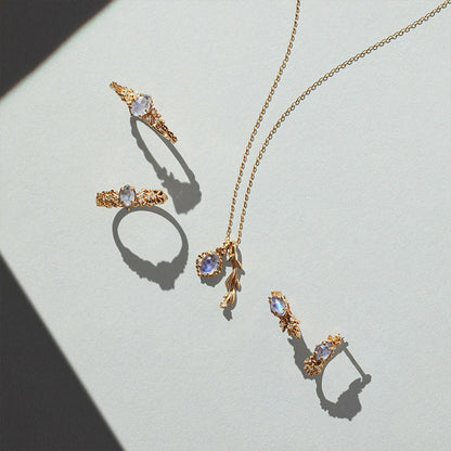 Natural Cordierite Labradorite Jewelry Set For Women
