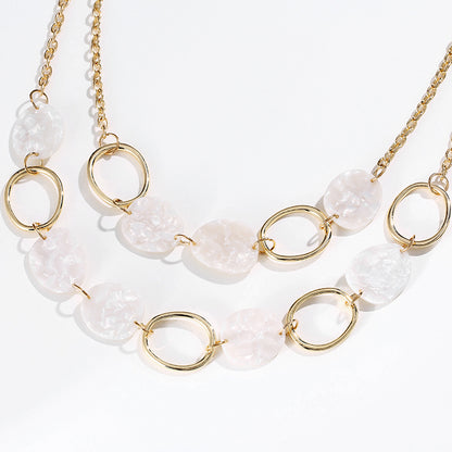 Regular Alloy Geometric Circle Acetate Plate Multilayer Short Necklace Women