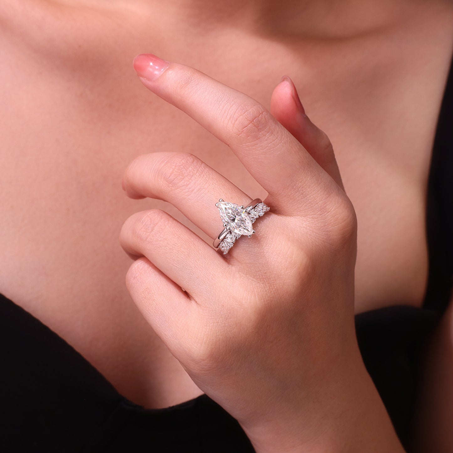 1Star Eyes - Fashionable Men And Women Ring And Ring Jewelry Set With Moissanite S925 Sterling Silver And Platinum-plated Diamond Prohibit Tk Sales