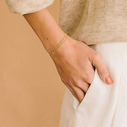 Dainty Gold Bracelets For Women, 14K Gold Filled Adjustable Layered Bracelet Cute Oval Chain  Bar Gold Bracelets For Women Jewelry