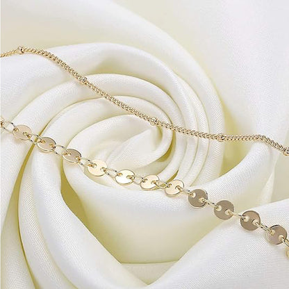 Dainty Gold Bracelets For Women, 14K Gold Filled Adjustable Layered Bracelet Cute Oval Chain  Bar Gold Bracelets For Women Jewelry